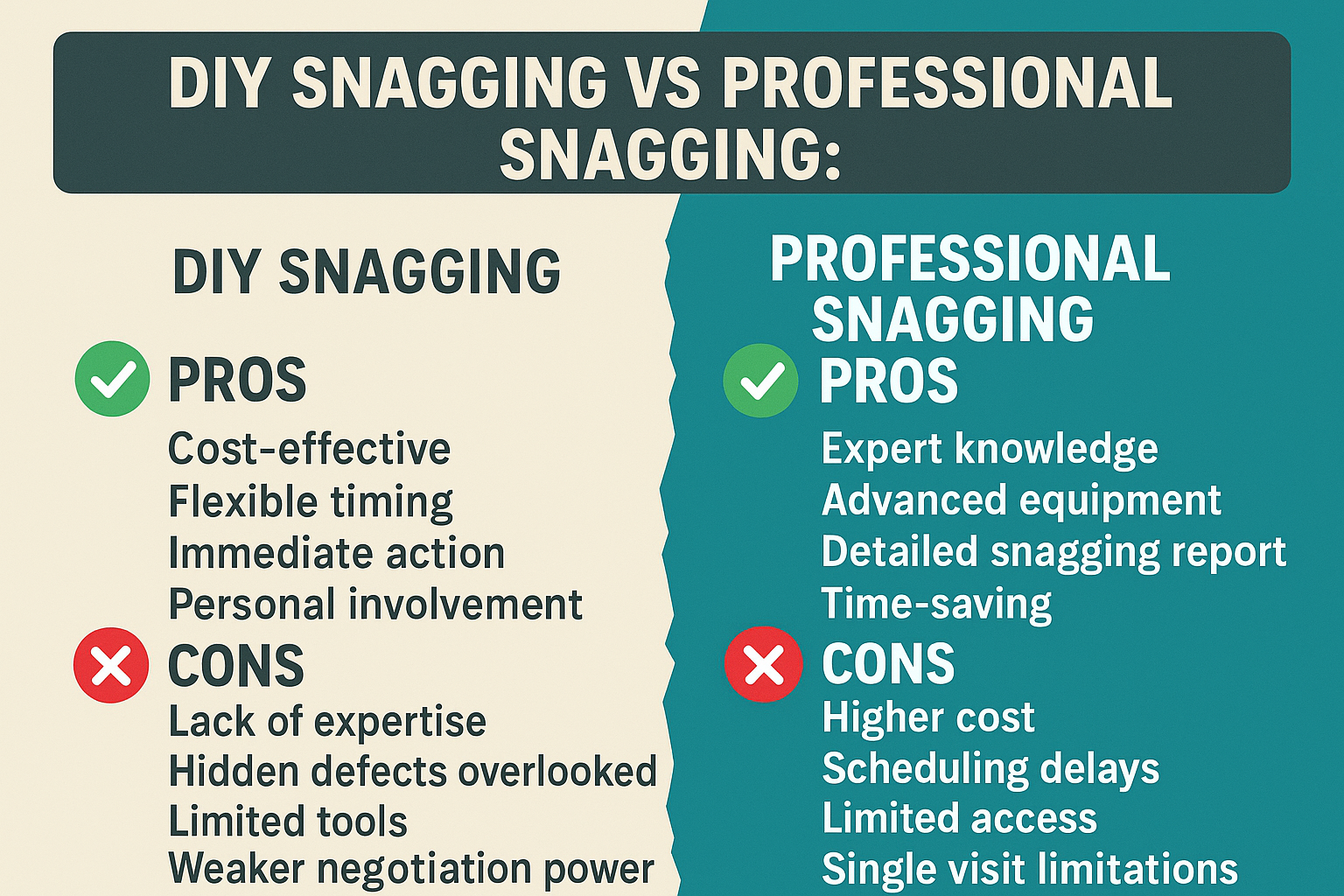 DIY Snagging vs Professional Snagging: Pros and Cons